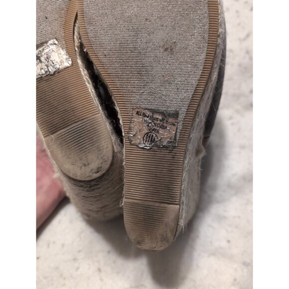 Y Not? gray canvas slingback espadrille platform 4in wedge sandal size 11 - Picture 10 of 10